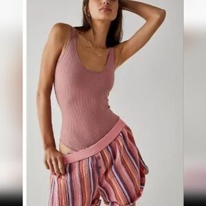 Free People XYZ Intimately Ribbed Copper Sleeveless Tank Bodysuit